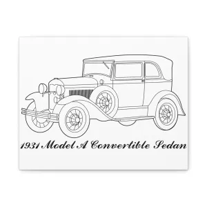 1931 Convertible Sedan White Canvas Wall Art
