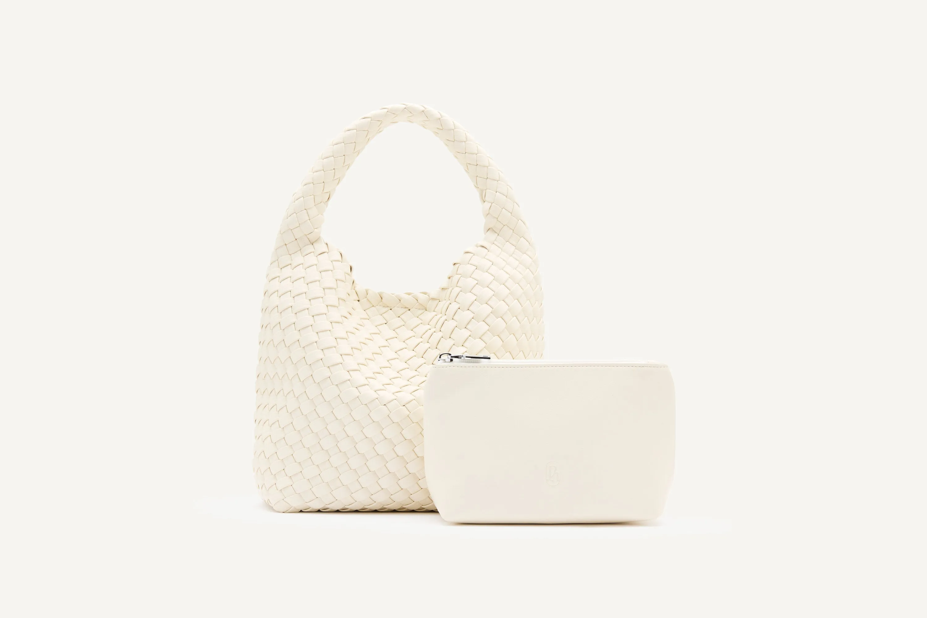 19.59 Ivory Recycled Alt-Leather Woven Small Tote