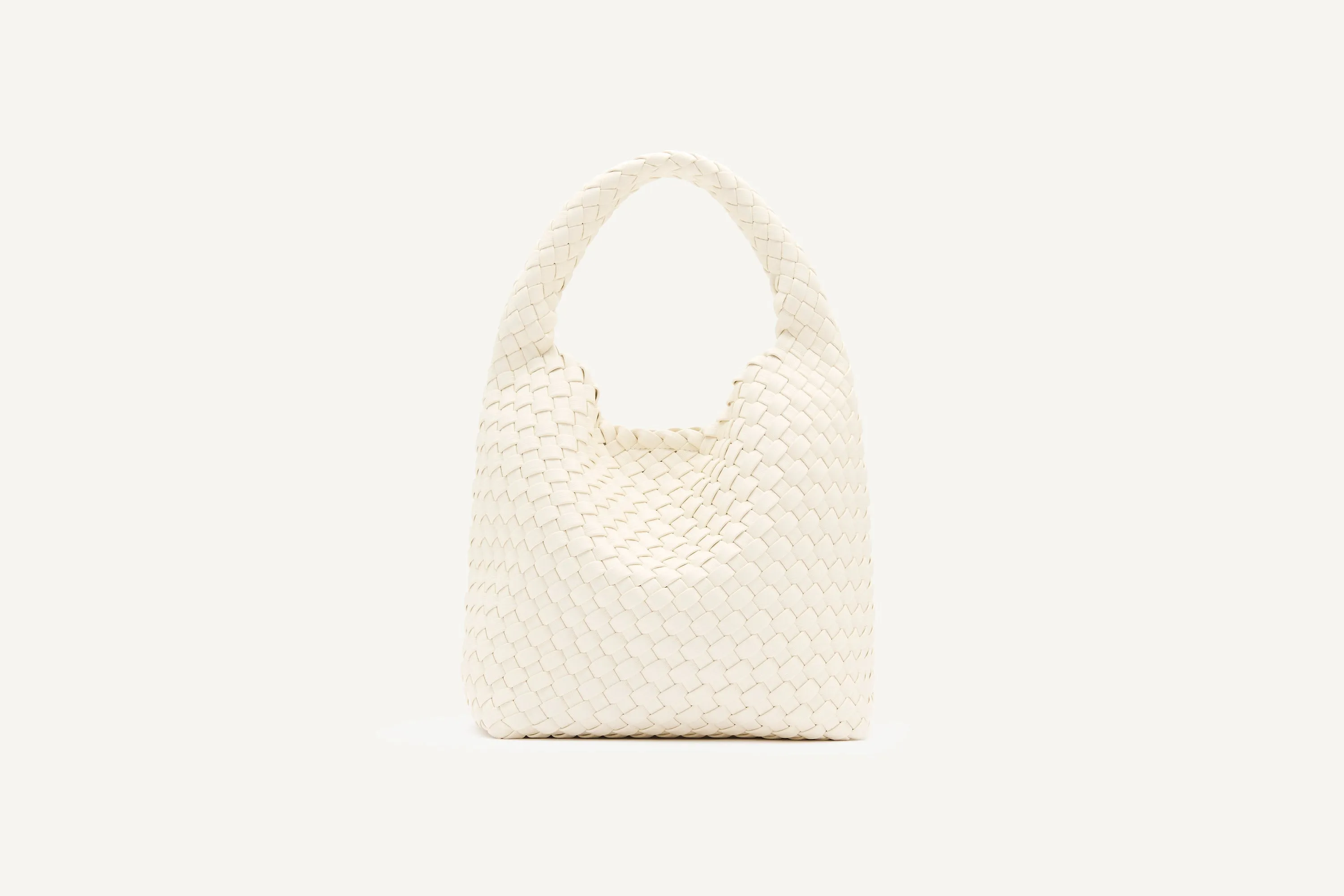 19.59 Ivory Recycled Alt-Leather Woven Small Tote