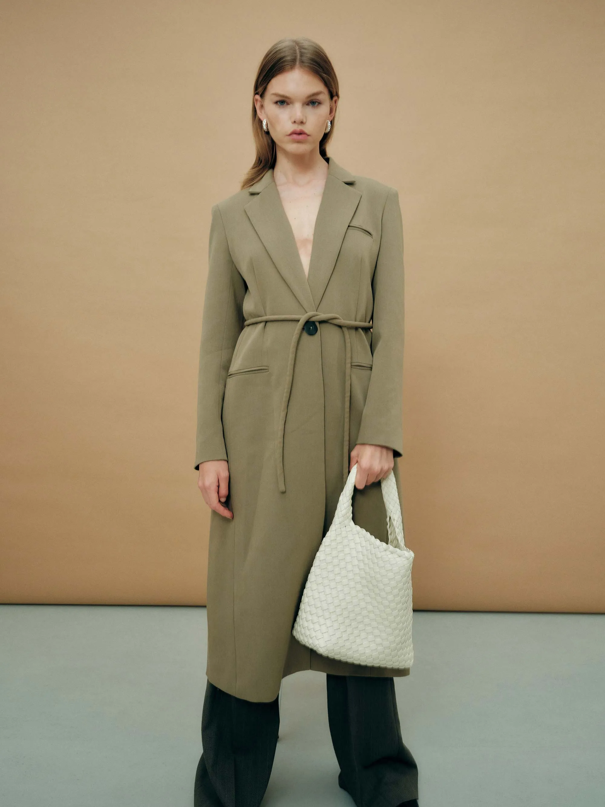 19.59 Ivory Recycled Alt-Leather Woven Small Tote
