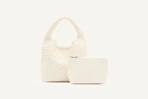 19.59 Ivory Recycled Alt-Leather Woven Small Tote