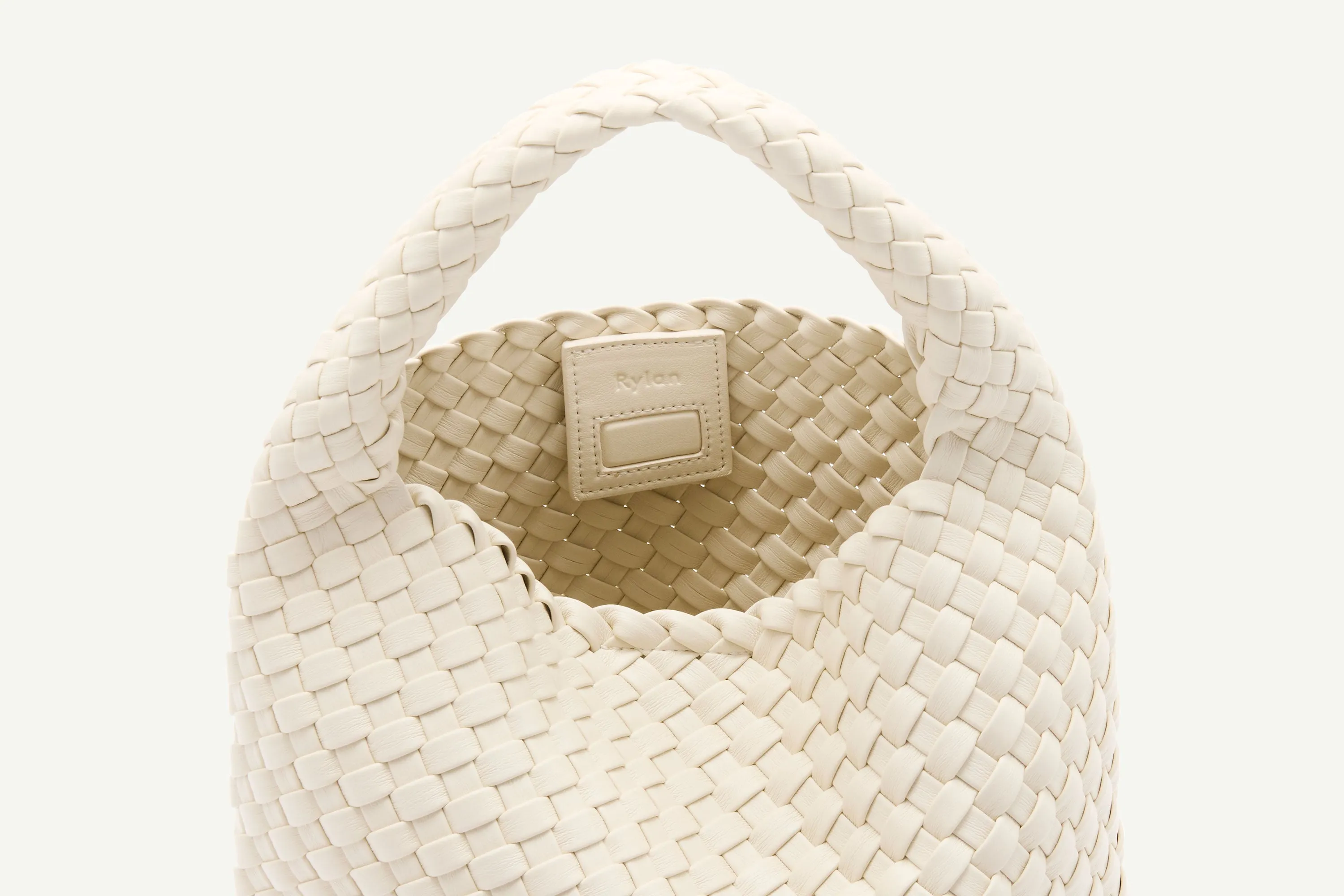 19.59 Ivory Recycled Alt-Leather Woven Small Tote
