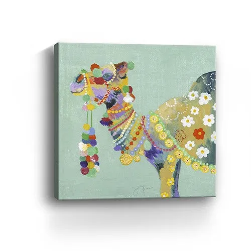 20" Moroccan Party Camel Canvas Wall Art
