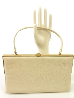 50s Cream Leather Frame Purse