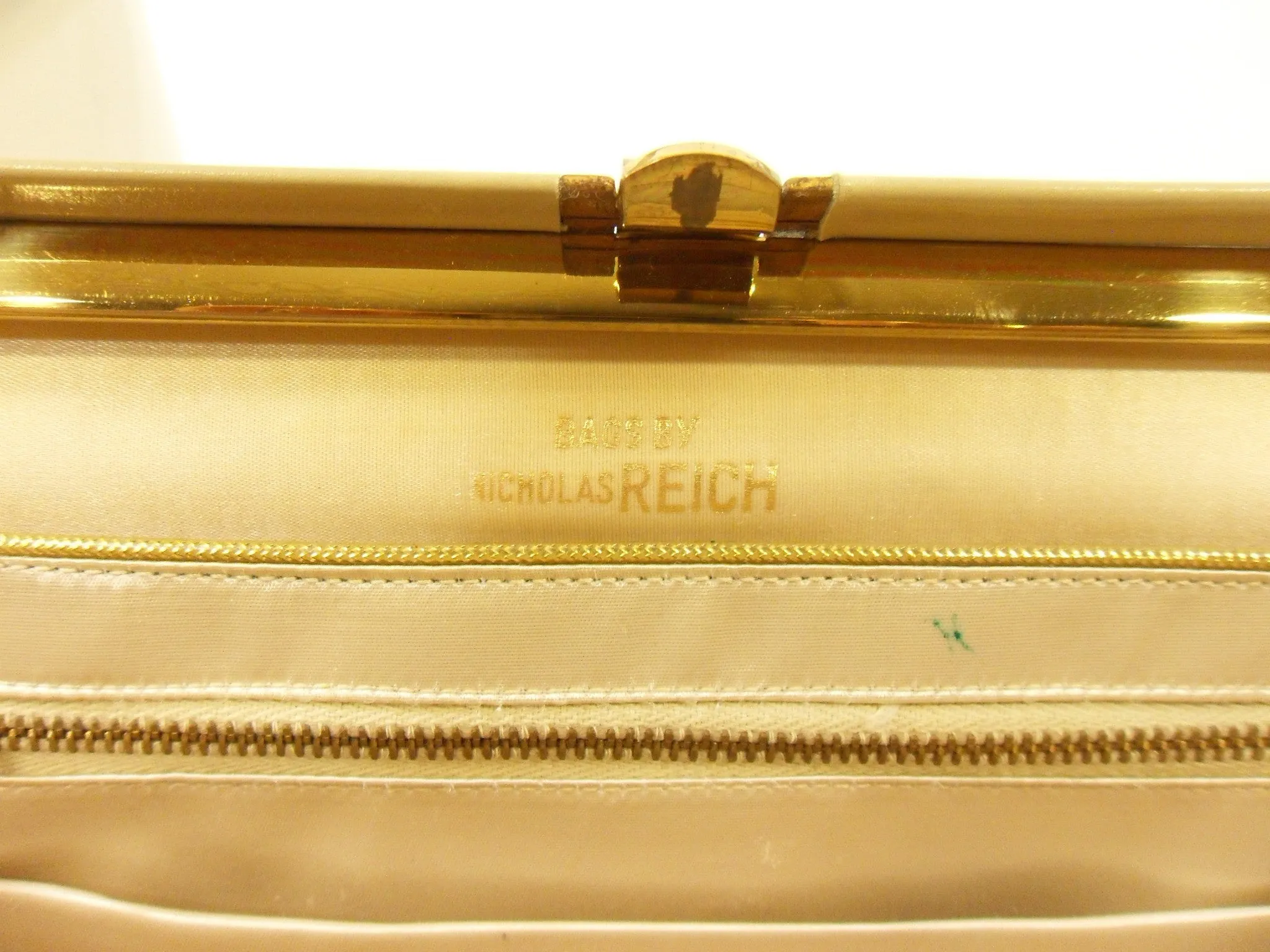 50s Cream Leather Frame Purse