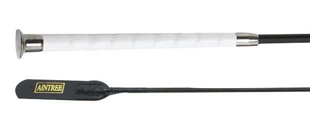 Aintree Dressage Whip with flapper Black & White