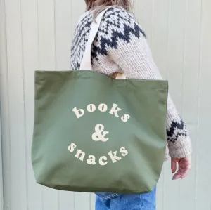 Alphabet Bags Canvas Bag - Books & Snacks - Olive
