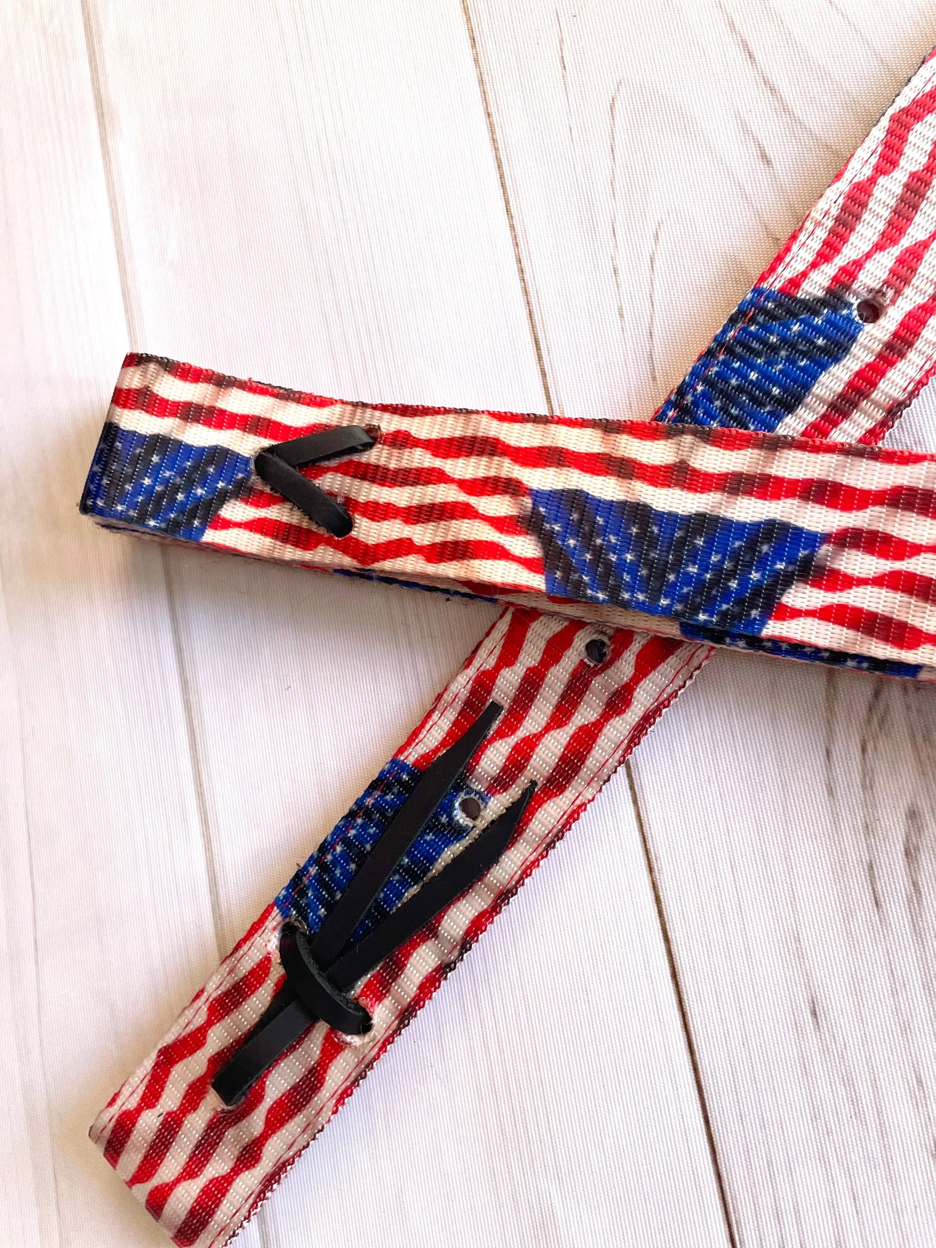 American Flag Red White Blue Cinch Strap Set