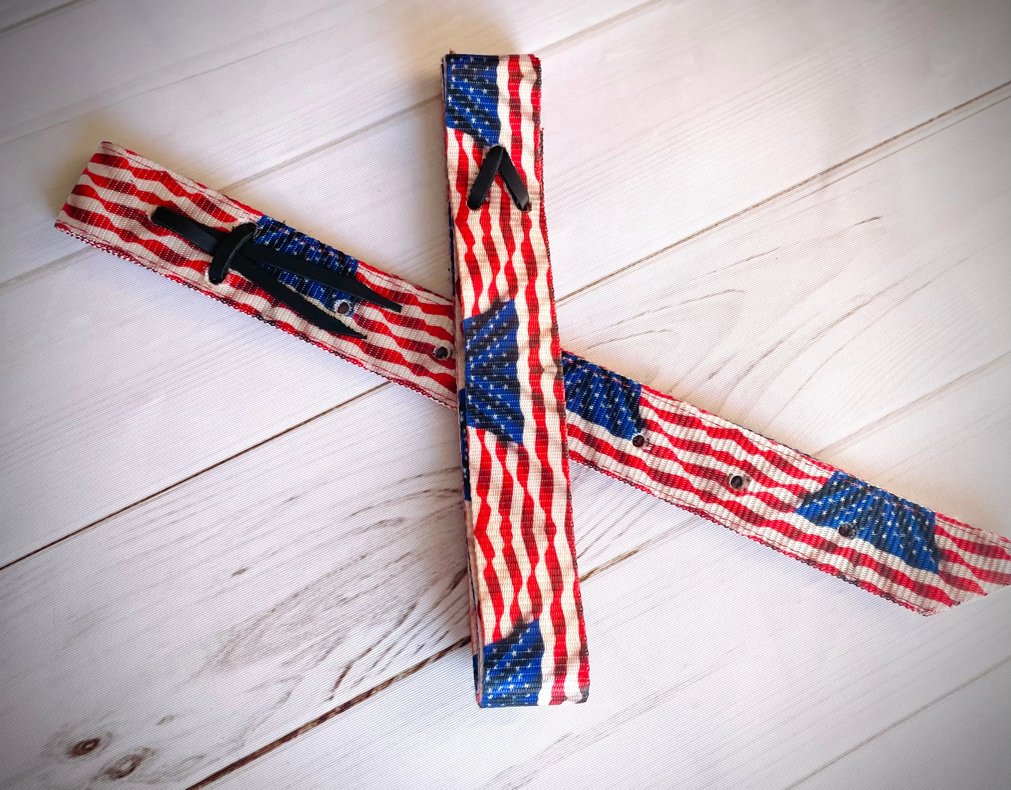American Flag Red White Blue Cinch Strap Set