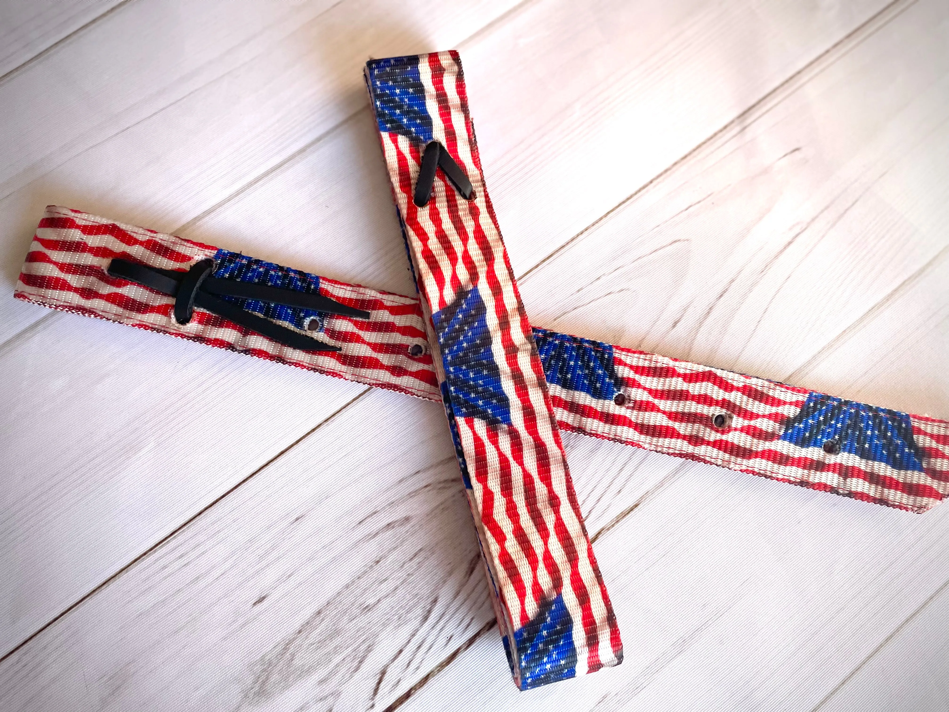 American Flag Red White Blue Cinch Strap Set