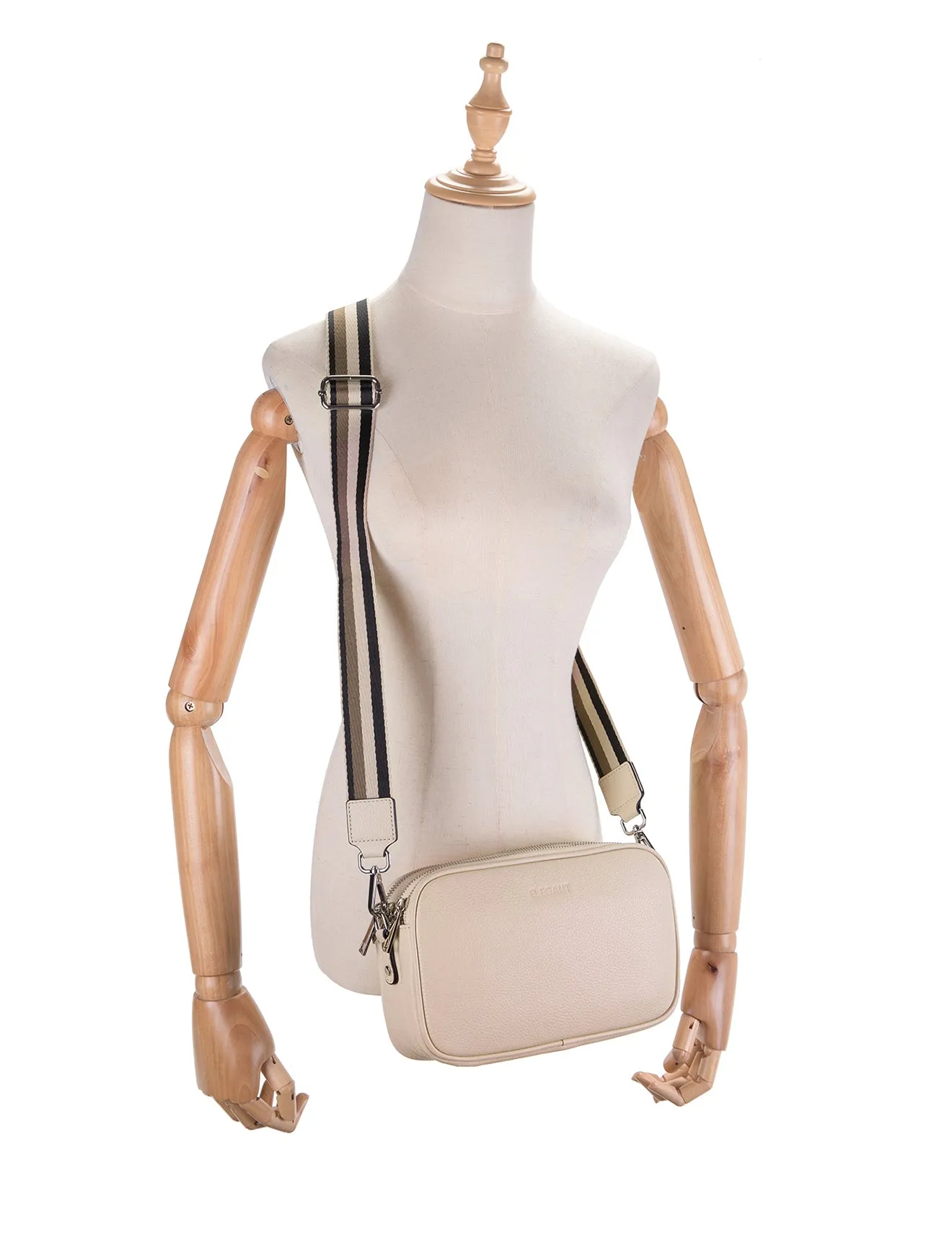 ANNA TRIPLE COMPARTMENT CROSSBODY -E1-0811B-IVORY