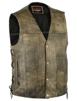 Antique Charm Men's Antique Brown Leather Motorcycle Vest