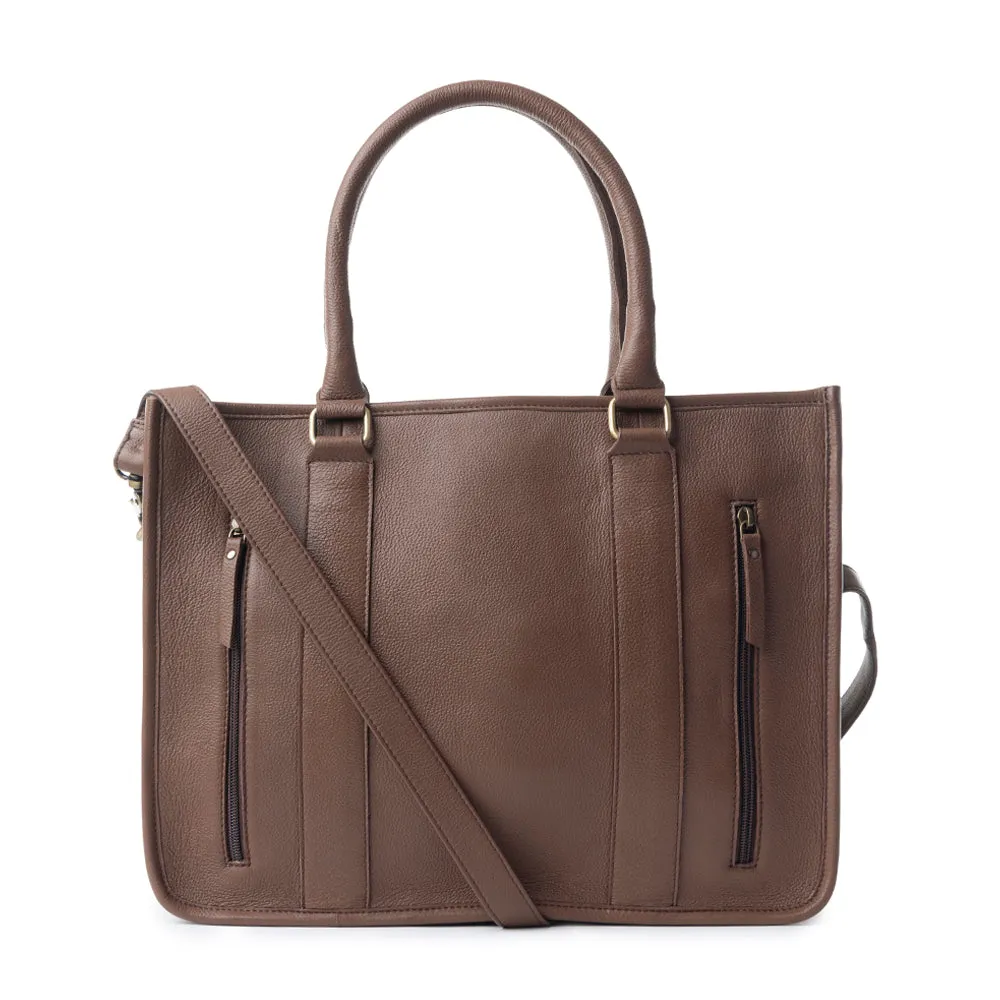 Antonia Trail Tote Bag In Brown & White