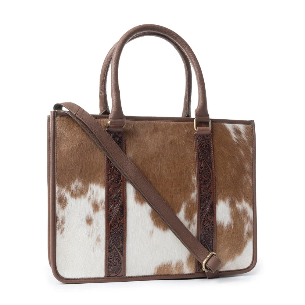 Antonia Trail Tote Bag In Brown & White