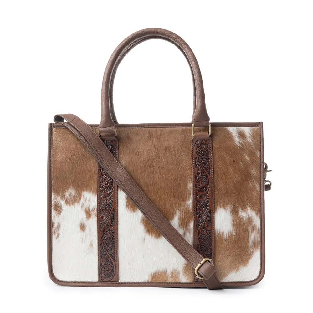 Antonia Trail Tote Bag In Brown & White