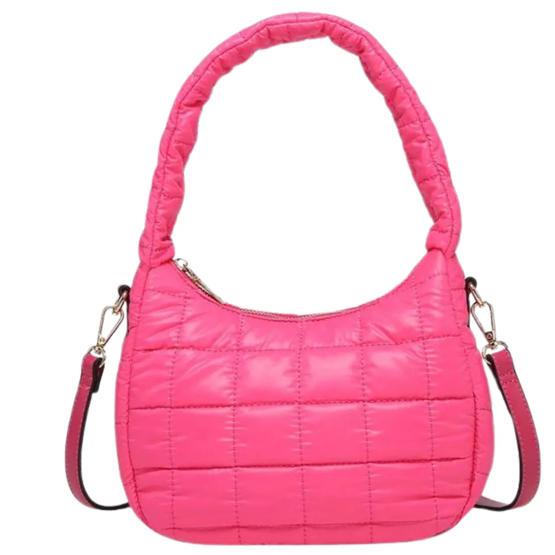 Arden Nylon Puffer Bag With Top Zip Closure