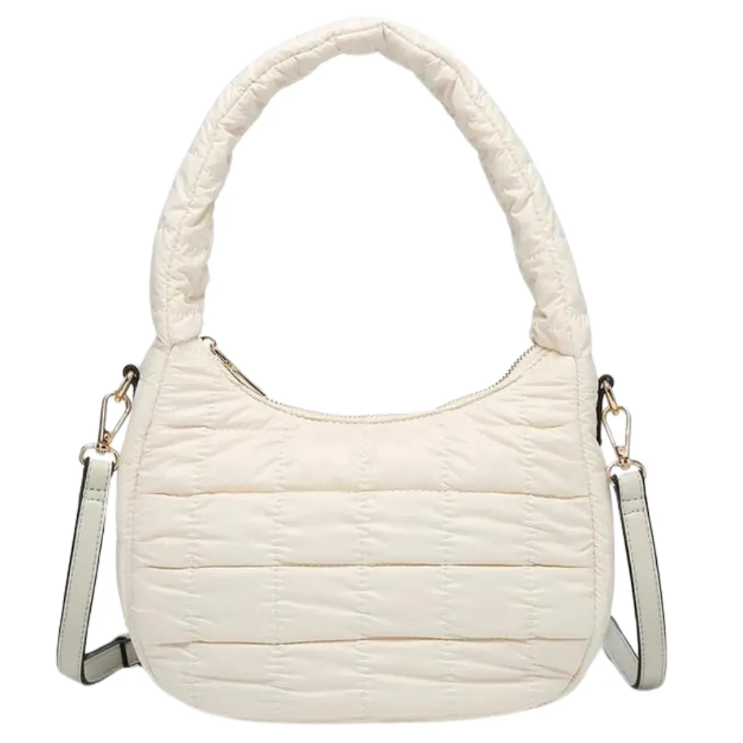 Arden Nylon Puffer Bag With Top Zip Closure