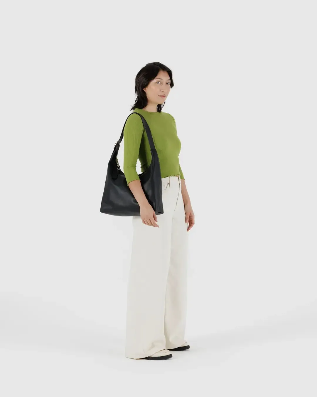 Baggu | Recycled Leather Shoulder Bag | Black