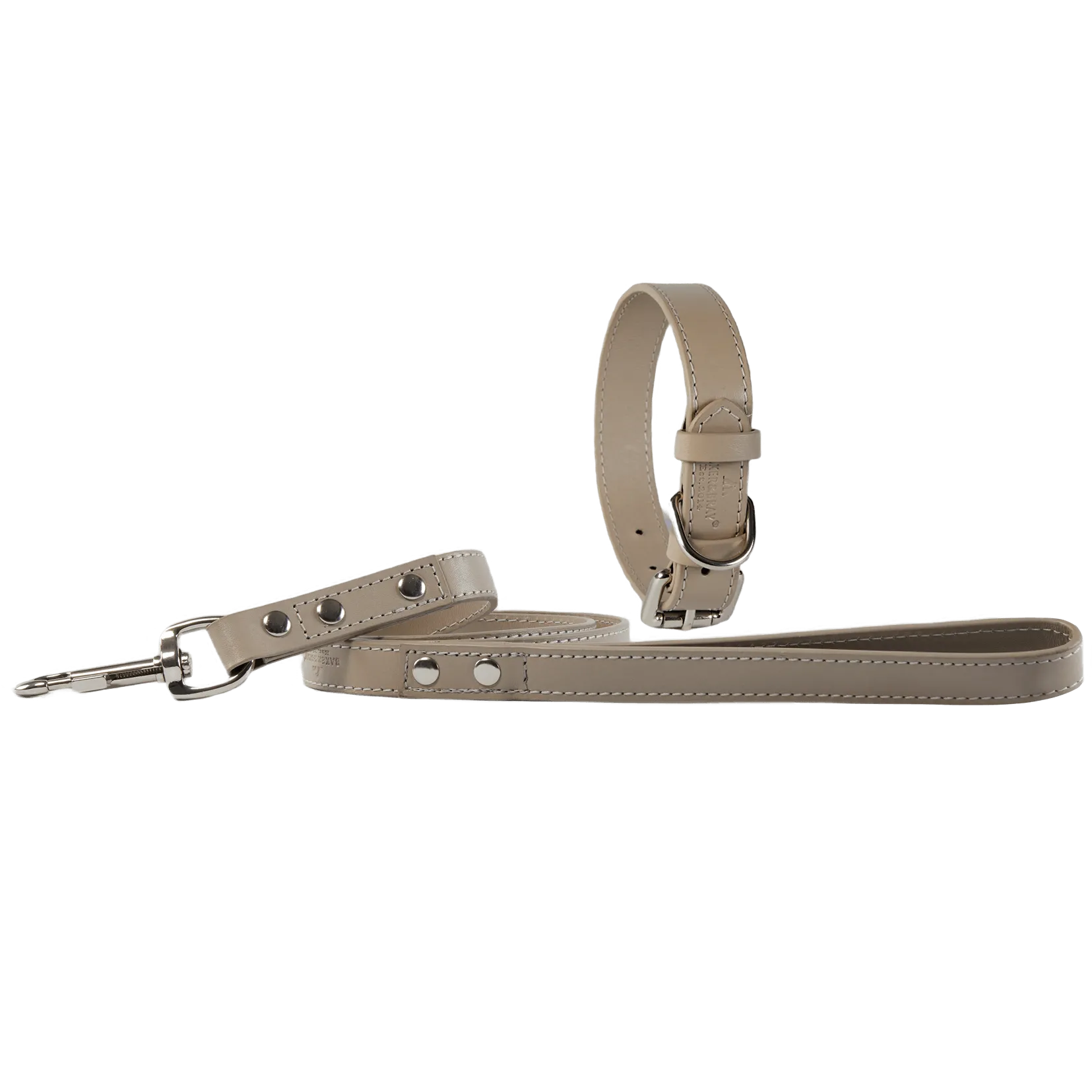 Baker & Bray Sustainable Leather Dog Collar & Lead Set | Ash