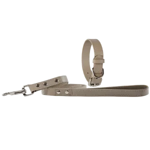 Baker & Bray Sustainable Leather Dog Collar & Lead Set | Ash