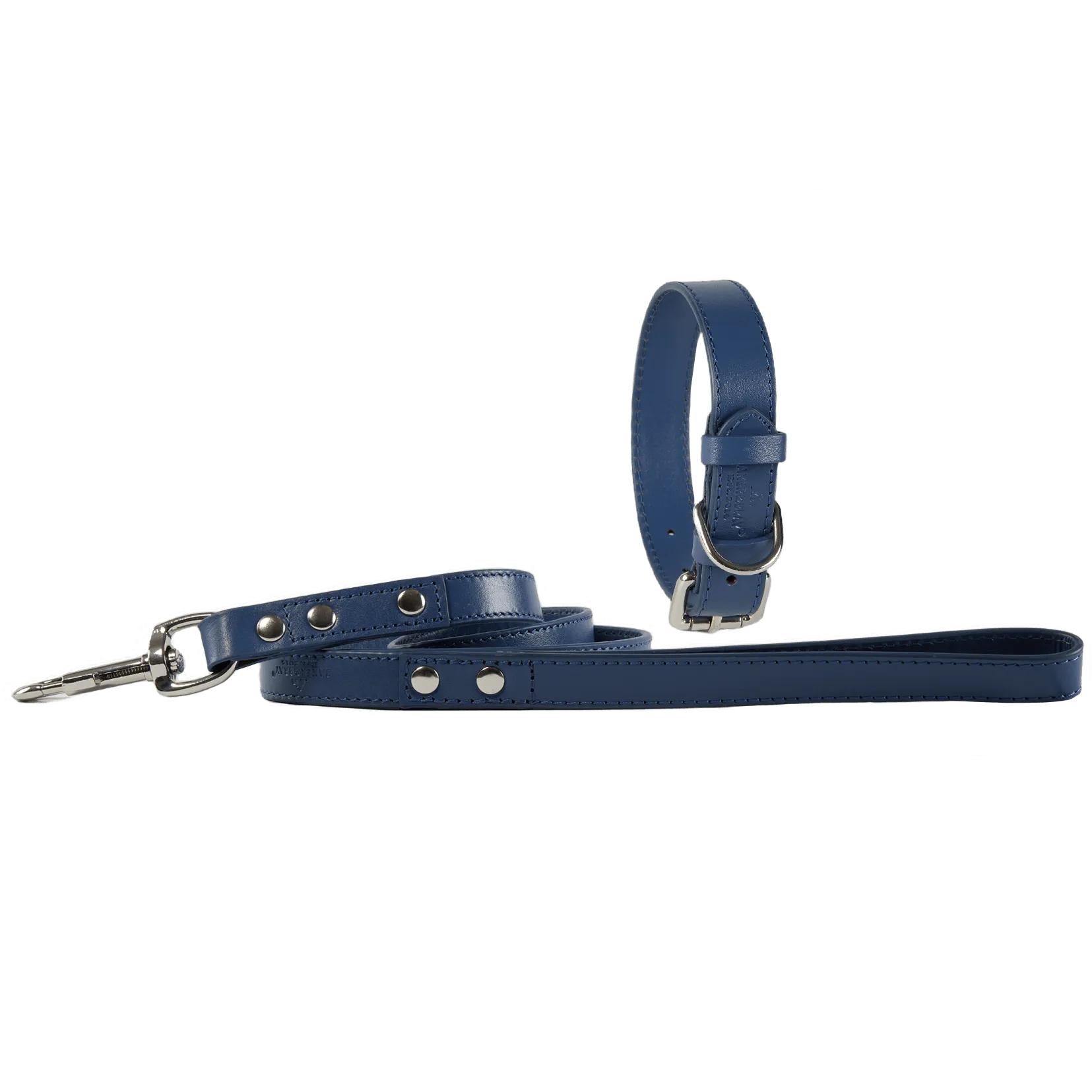 Baker & Bray Sustainable Leather Dog Collar & Lead Set | Navy