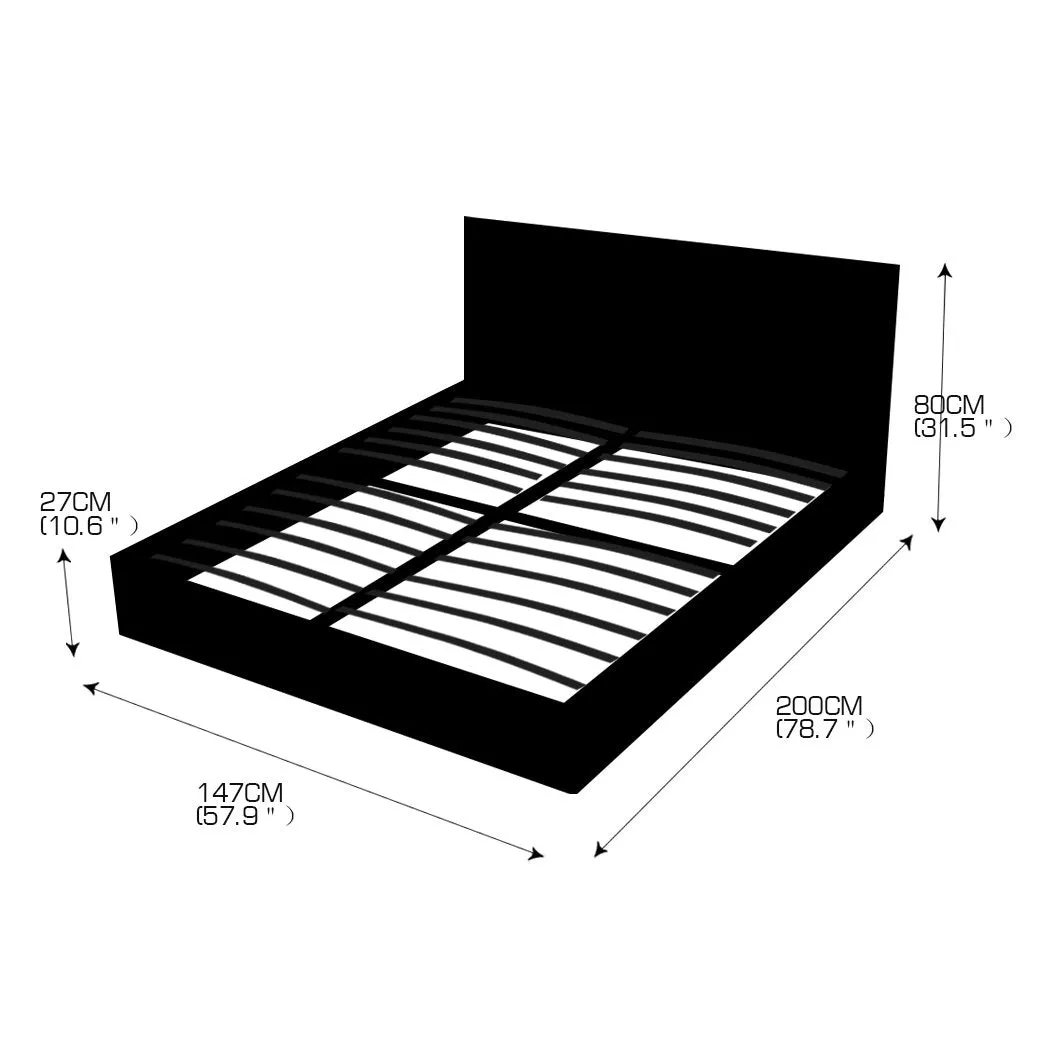 Bed Frame Gas Lift Premium Leather Base Mattress Storage Double Black