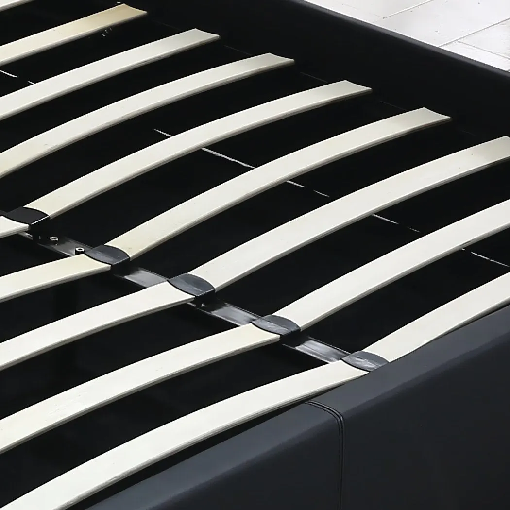 Bed Frame Gas Lift Premium Leather Base Mattress Storage Double Black