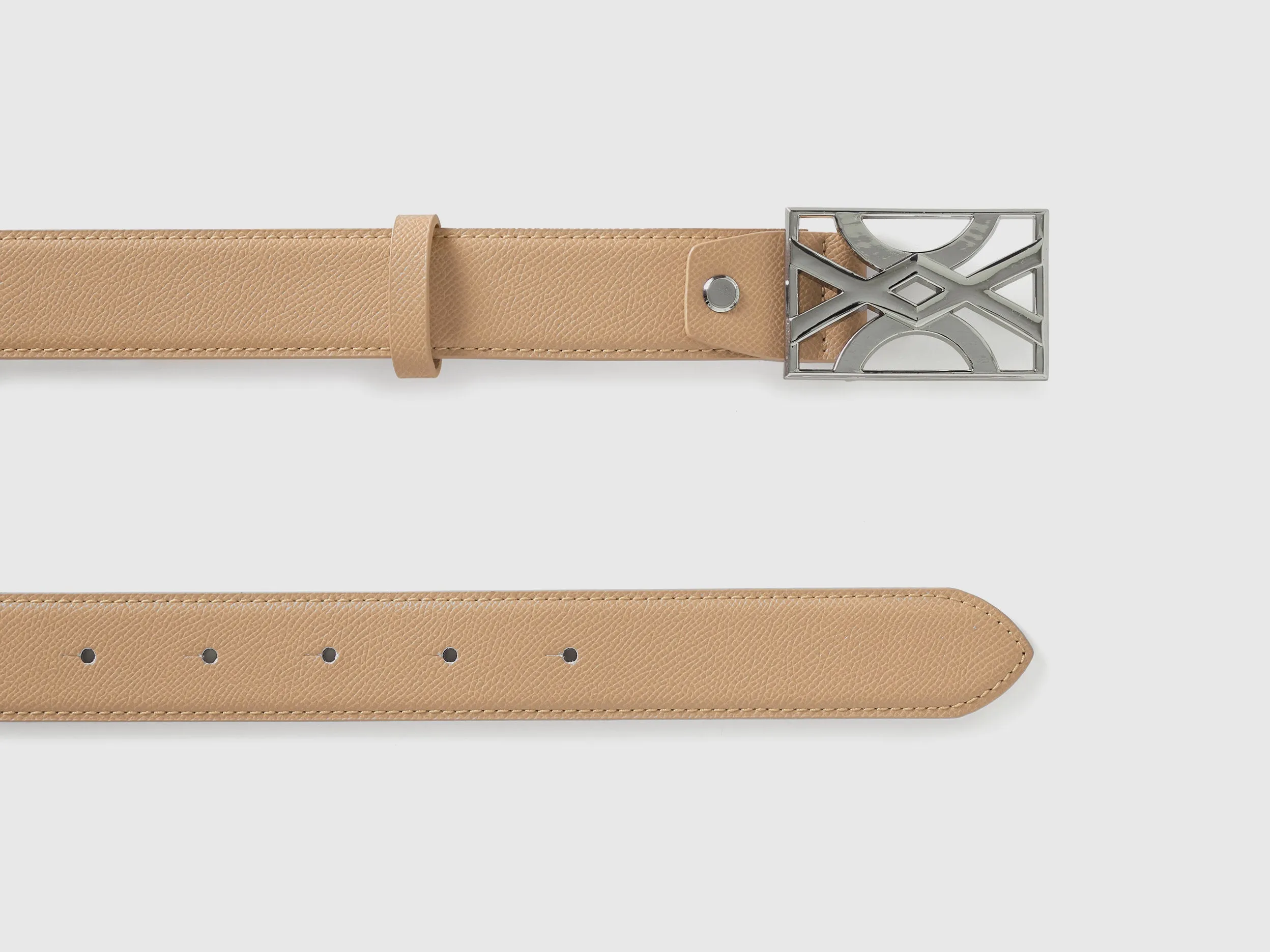 BEIGE BELT WITH LOGOED BUCKLE