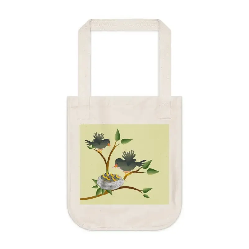 Bird Nest Canvas Tote Bag Organic Nature Friendly