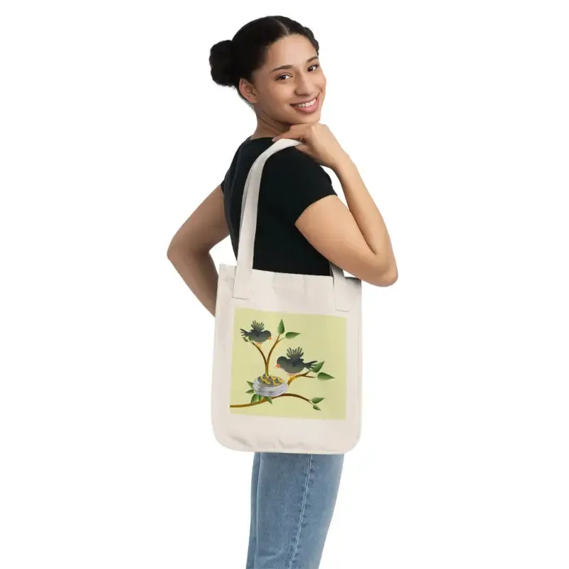 Bird Nest Canvas Tote Bag Organic Nature Friendly