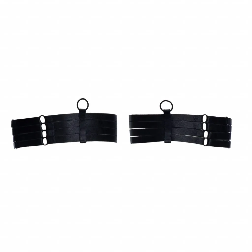 Black Four Strap Leg Garters with Black Sliders