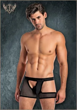 Black - Halfmoon Mens Lace Short -