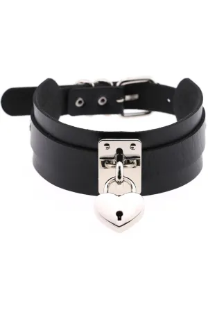 Black Heart Padlock Collar
