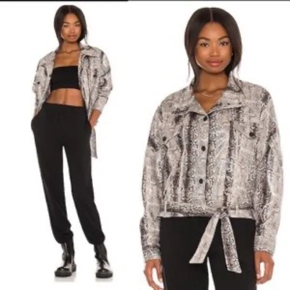 Blank NYC Here I Go Again Jacket Snake Print Faux Leather Size S NWT