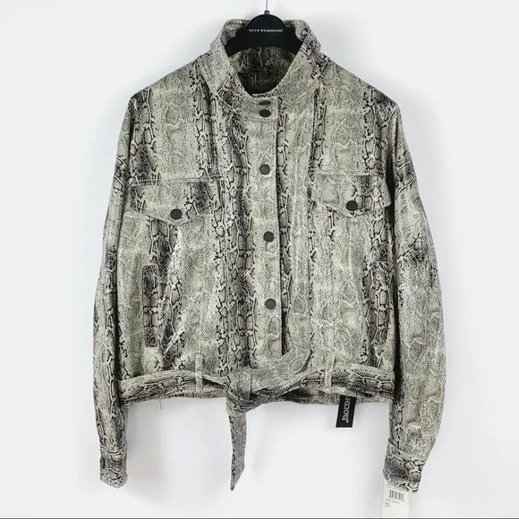 Blank NYC Here I Go Again Jacket Snake Print Faux Leather Size S NWT