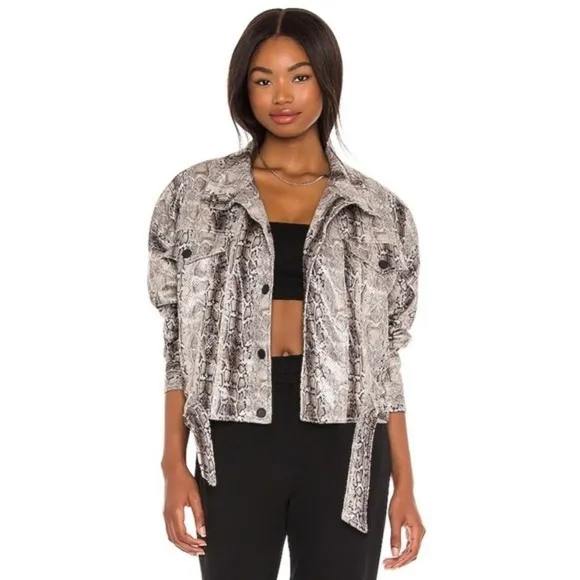 Blank NYC Here I Go Again Jacket Snake Print Faux Leather Size S NWT