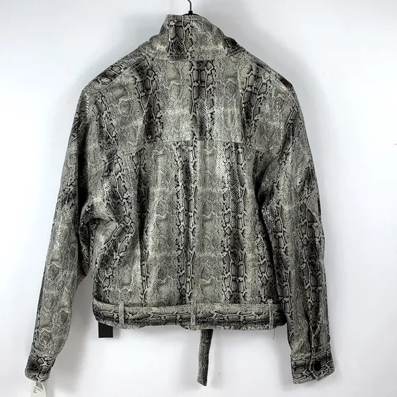 Blank NYC Here I Go Again Jacket Snake Print Faux Leather Size S NWT