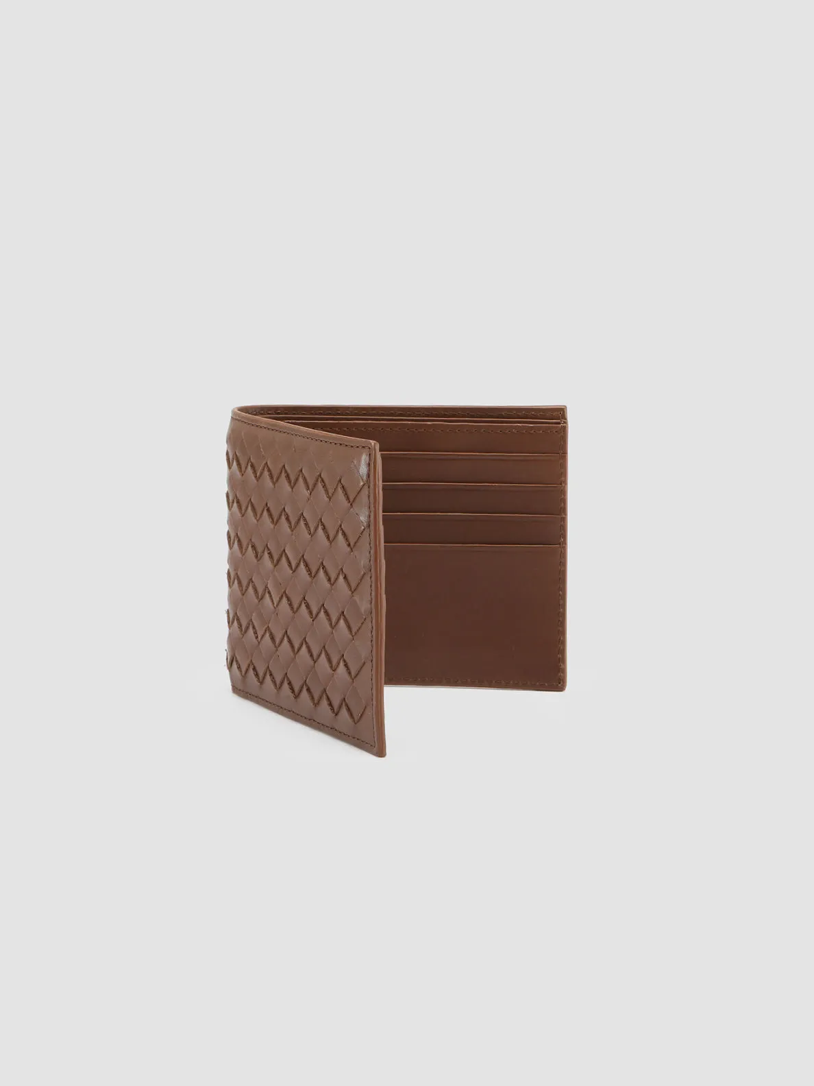 BOUDIN 123 - Brown Woven Leather Bifold Wallet