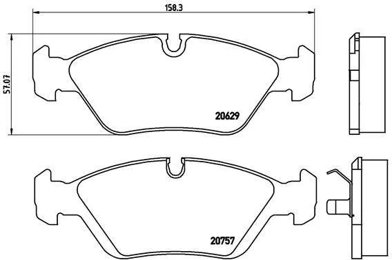 Brembo Brake Pads Front Bmw 3/5/6/Porsche ( Set Lh&Rh) (P06008)