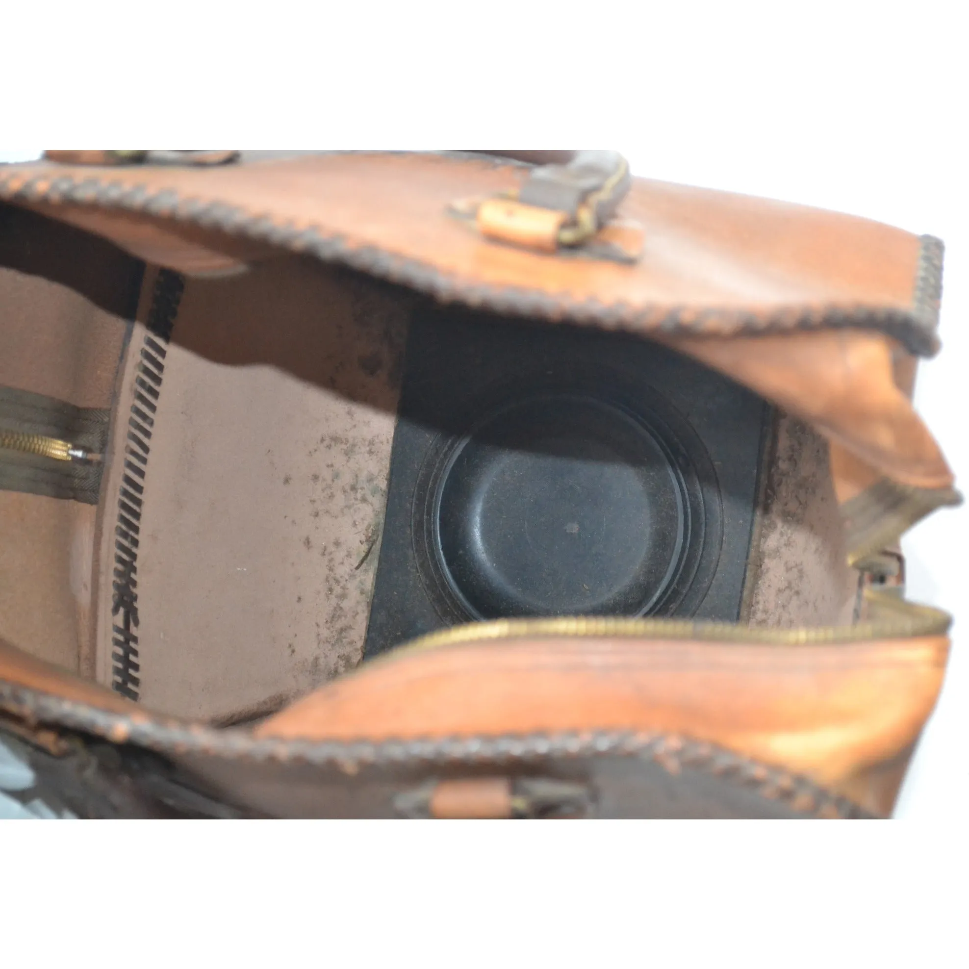Brown Tooled Comedy & Tragedy Masks Bowling Bag
