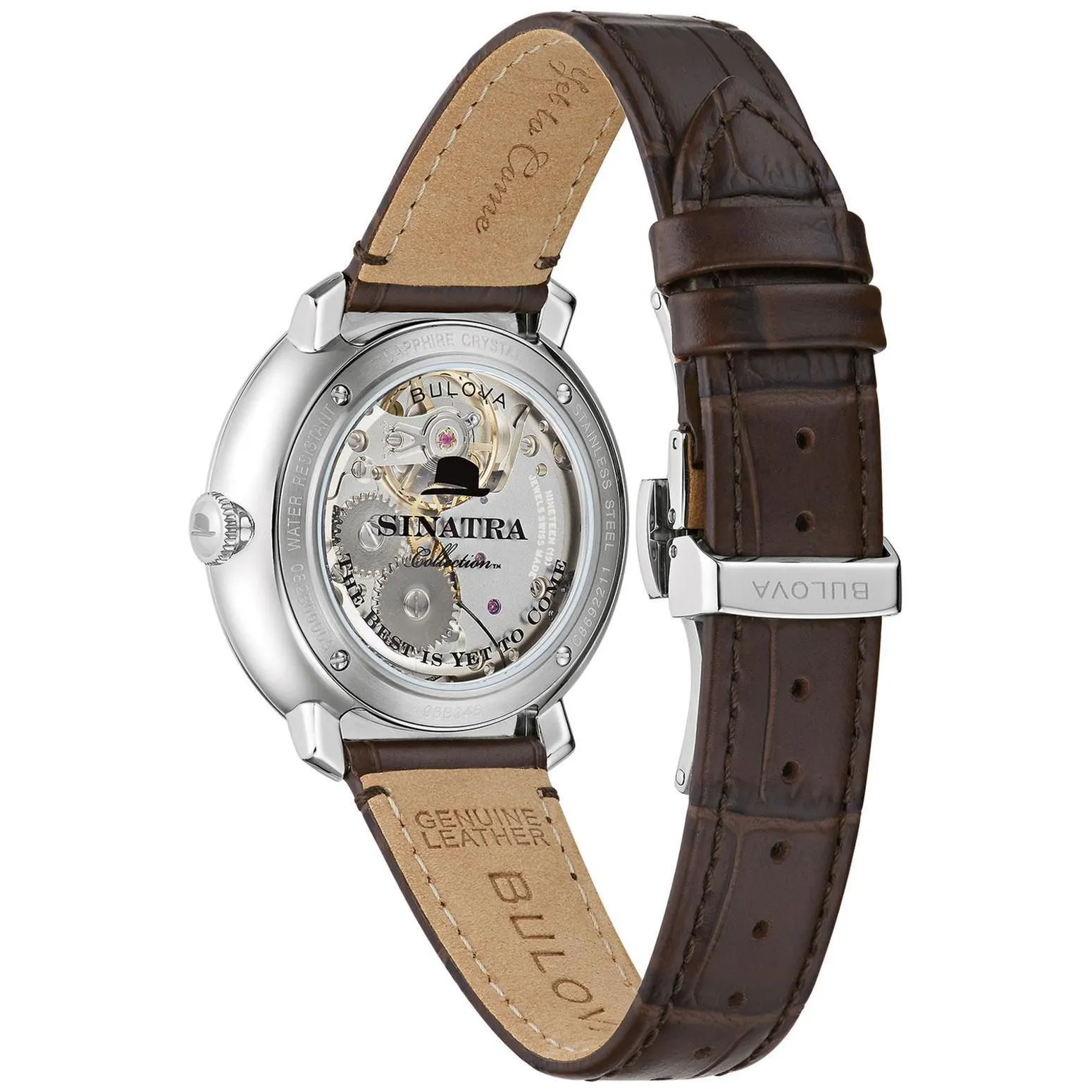 Bulova Men's Frank Sinatra 'The Best Is Yet To Come' Brown Leather Strap Watch 96B345