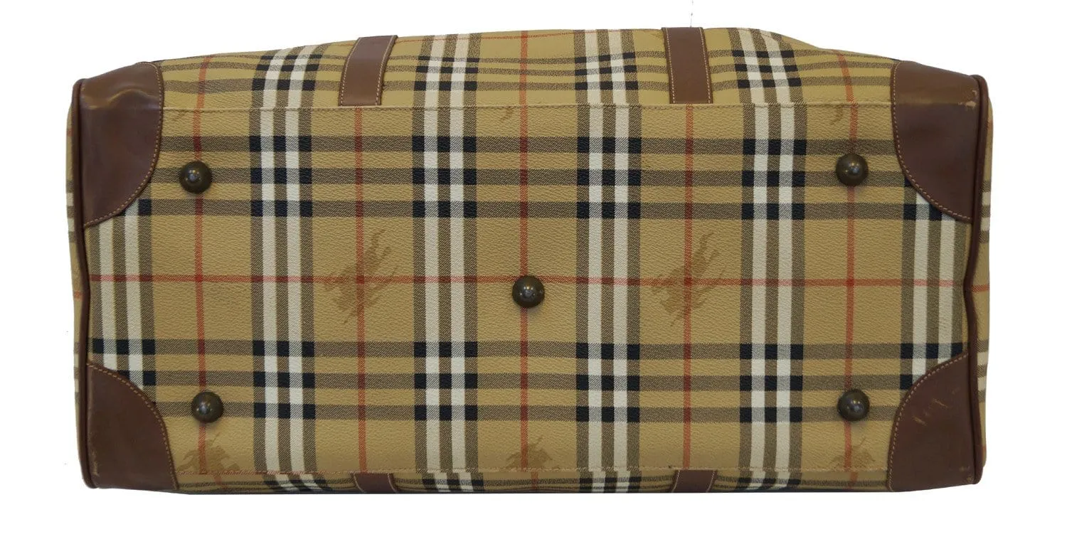 Burberry Travel Bag - Burberry Nova Check Leather Brown