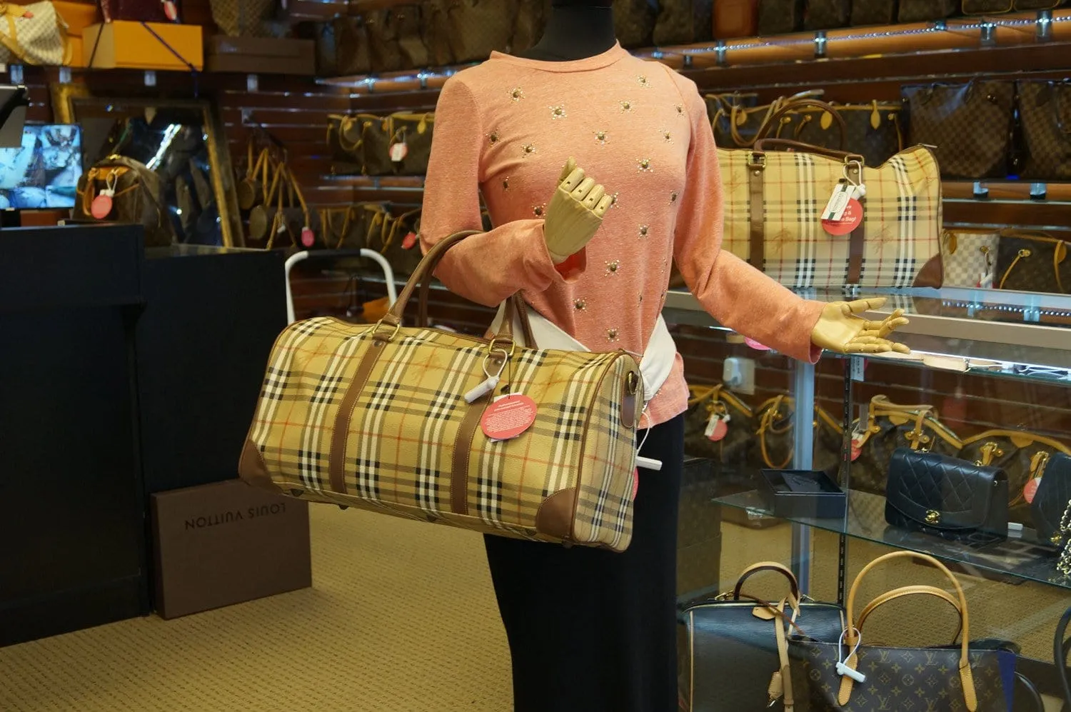 Burberry Travel Bag - Burberry Nova Check Leather Brown
