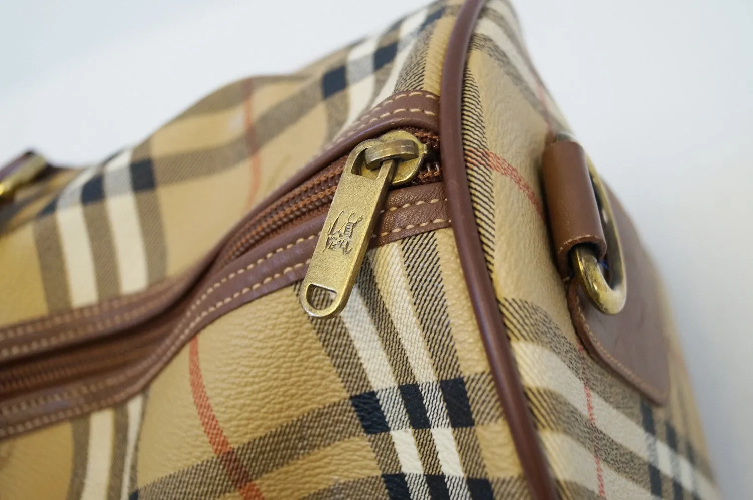 Burberry Travel Bag - Burberry Nova Check Leather Brown
