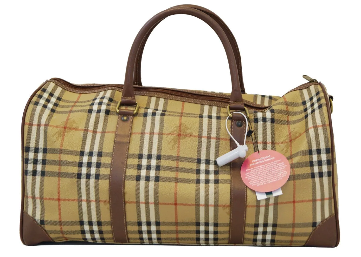 Burberry Travel Bag - Burberry Nova Check Leather Brown