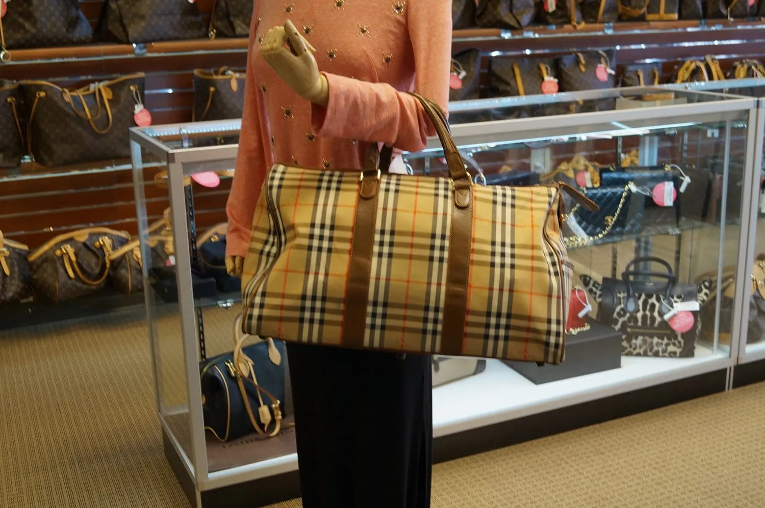 Burberry Travel Bag Nova Check Brown Leather - Burberry Luggage