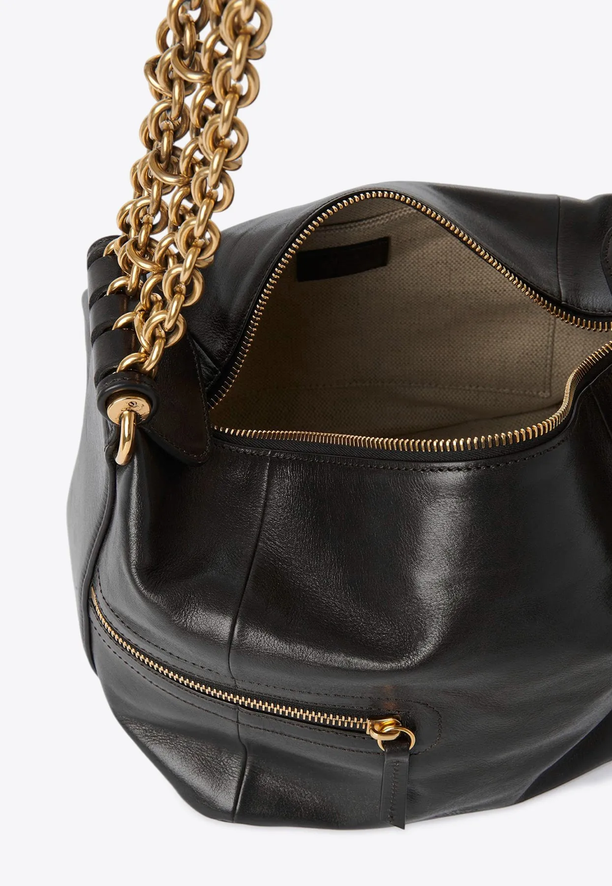 Camera Chain Leather Shoulder Bag