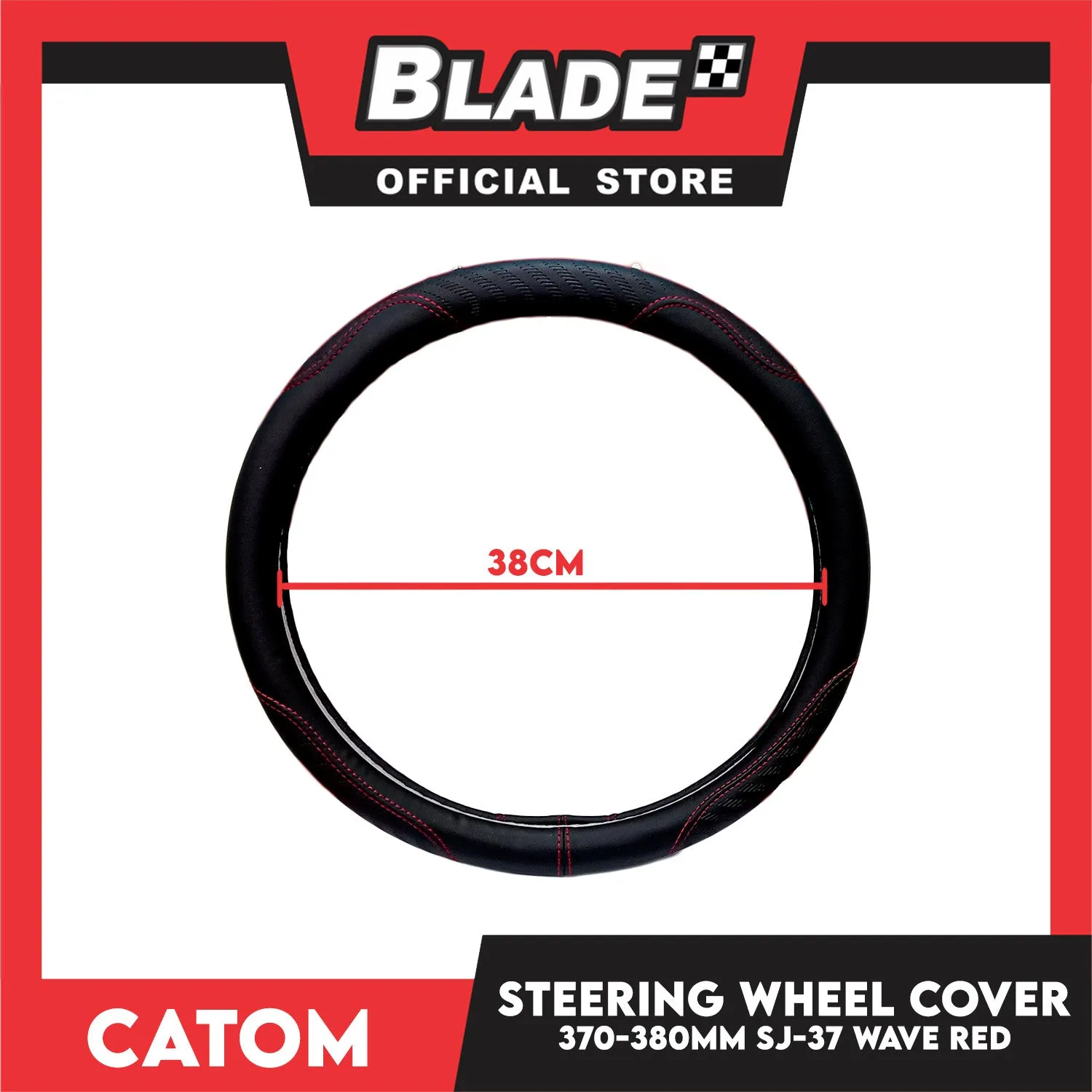 Catom Steering Wheel Cover Wave Red 370-380mm SJ-37 (Black/Red)