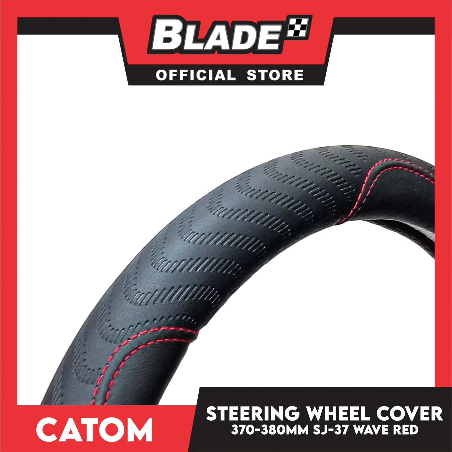 Catom Steering Wheel Cover Wave Red 370-380mm SJ-37 (Black/Red)