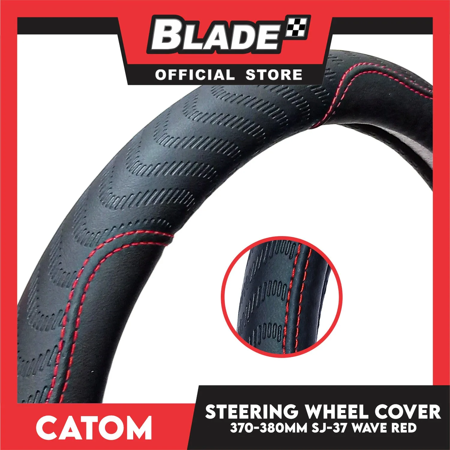 Catom Steering Wheel Cover Wave Red 370-380mm SJ-37 (Black/Red)